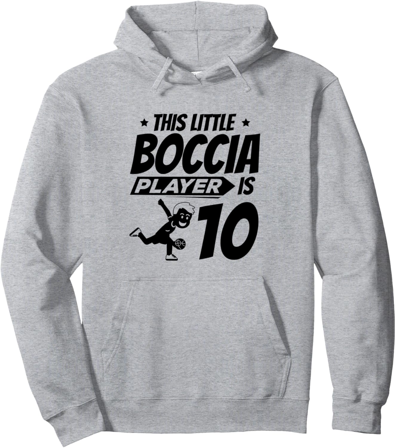 

День рождения в стиле боччи. Этому маленькому игроку в боччу исполняется 10 лет. Толстовка с капюшоном 10Th Birthday Boccia Player, серый