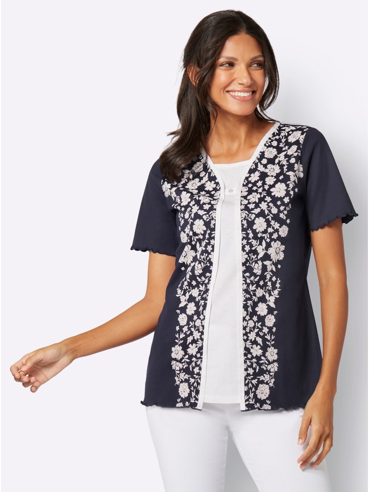 

Sieh an! Футболка «2 в 1» темно-синего и кремового цвета, Синий, Sieh an! Футболка «2 в 1» темно-синего и кремового цвета