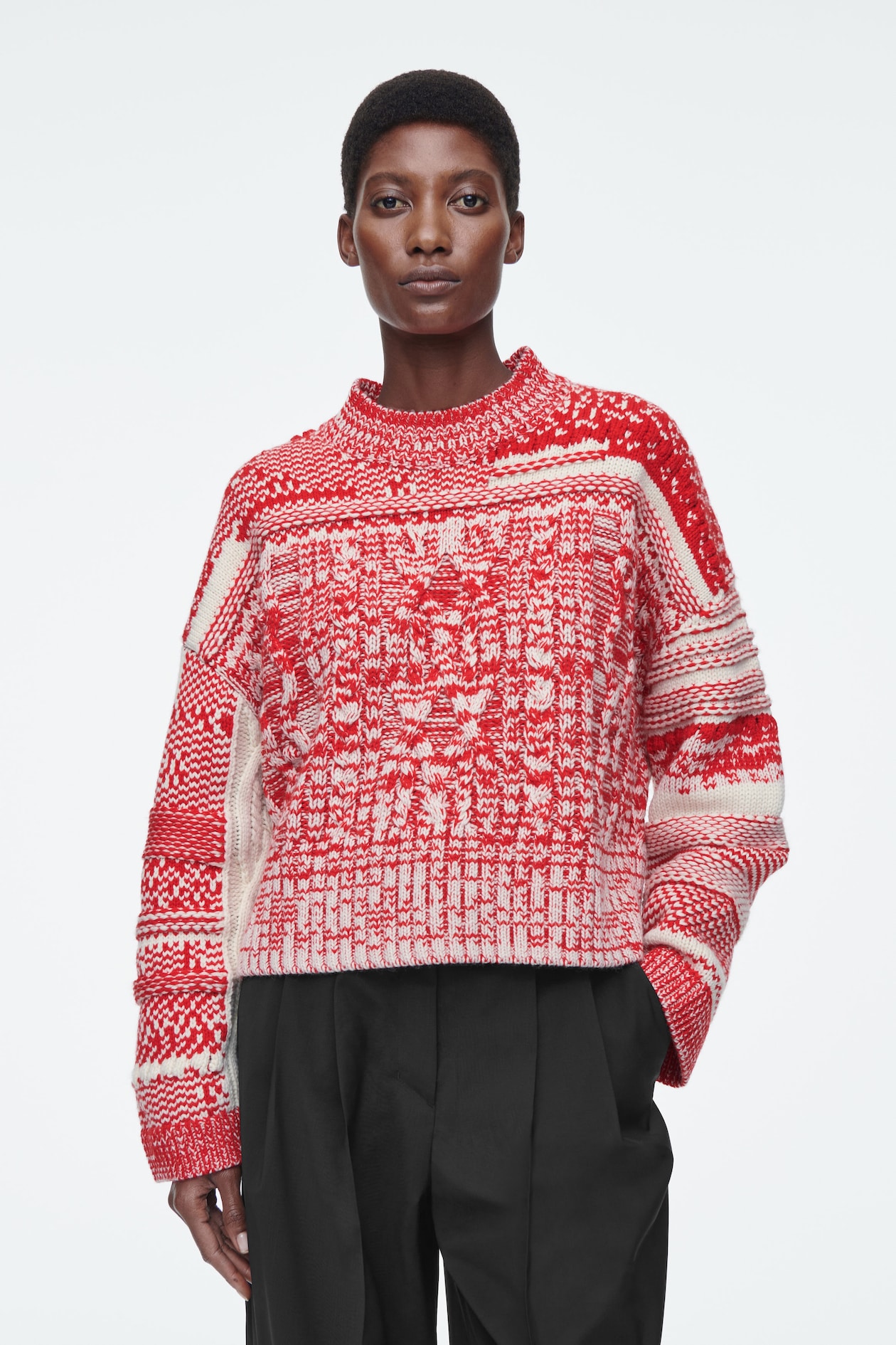 

Свитер из кашемира и шерсти fair isle COS, цвет Czerwony/Kremowy