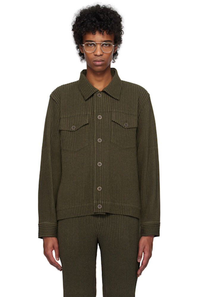 

Легкая куртка цвета хаки из шерсти HOMME PLISSÉ ISSEY MIYAKE