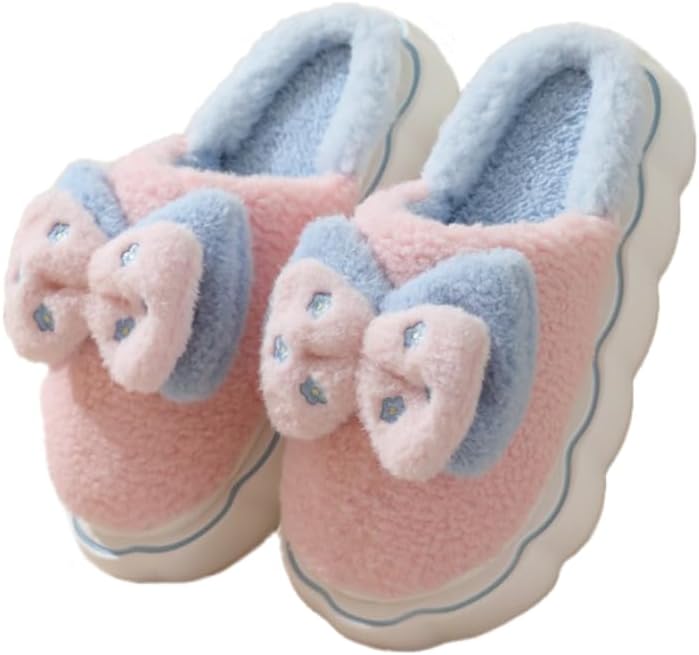 

Милые плюшевые хлопковые тапочки ELONEL с кроликом для мужчин и женщин, мягкие цветочные тапочки для дома и улицы, розовый