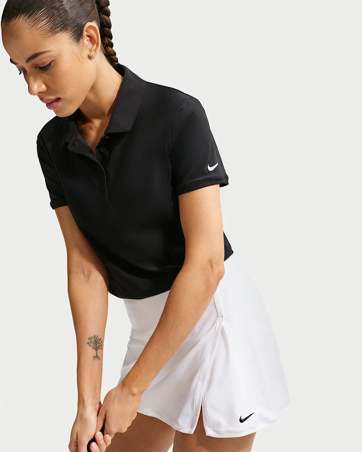 Женское поло Nike Victory Dri-FIT с коротким рукавом и укороченным кроем, Black/White — фото 3