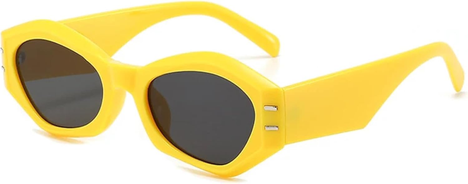 

Модные солнцезащитные очки «кошачий глаз» с неровными заклепками, для женщин и мужчин, классические, роскошные, для путешествий и вождения, с защитой от УФ-излучения UV400 TKKTLLT, Yellow Gray