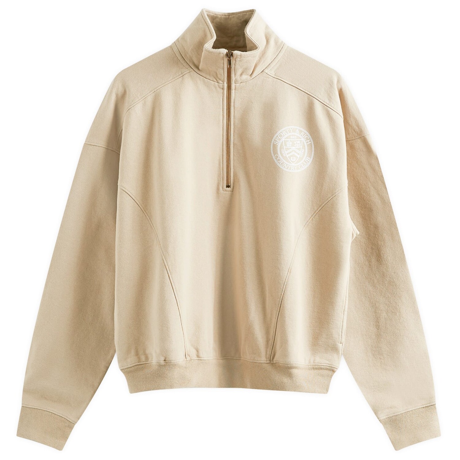 

Толстовка Sporty & Rich Paris Country Club Quarter Zip Sweatshirt, цвет Elephant & White
