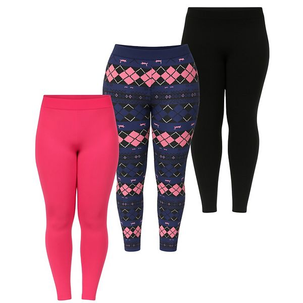 

Женские праздничные леггинсы 3 шт, веселые принты и уютные модели Wm Fashion, Fuchsia Black