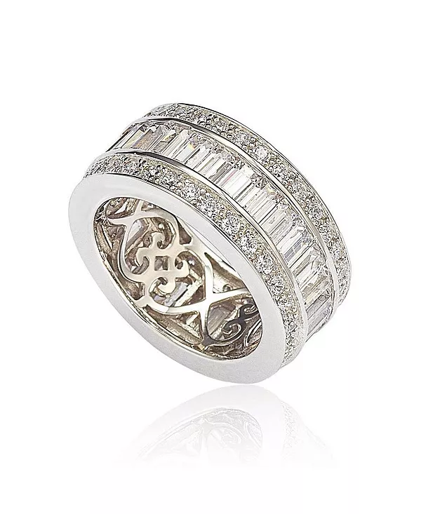 

Кольцо Suzy Levian из стерлингового серебра с белыми кубическими цирконами огранки «багет» в стиле «вечность» Suzy Levian New York, silver