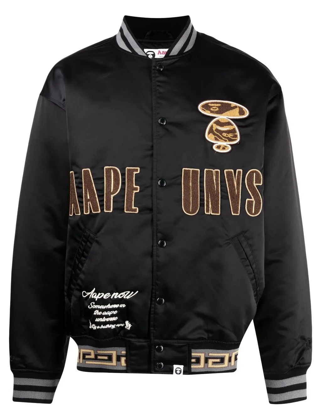 

Атласный бомбер с логотипом AAPE BY *A BATHING APE, черный