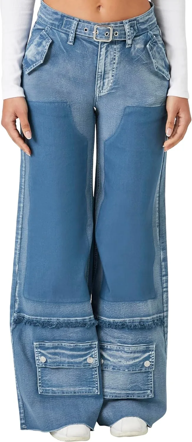 

Джинсы Forever 21 с кислотной мойкой и поясом