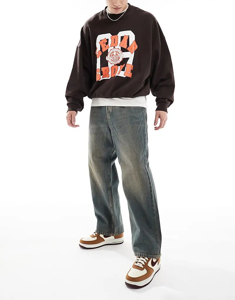 

Джинсы Ron Skateter с коричневой потертостью черного цвета Jack & Jones