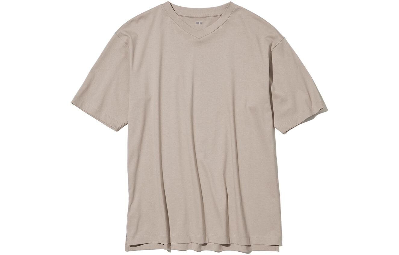 

Футболка унисекс светло-бежевая Uniqlo, светло-бежевый