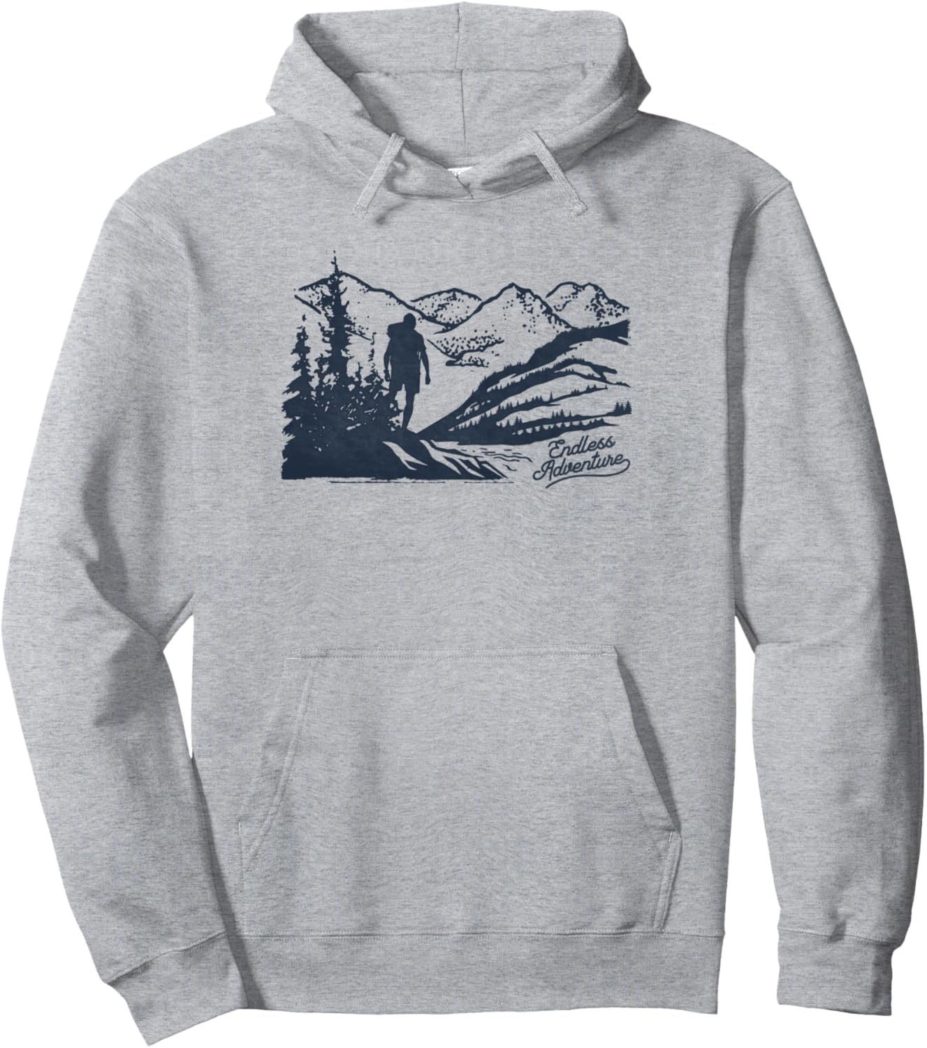 

Модная толстовка с капюшоном «Бесконечное лето: походы, лесной пейзаж» Trendy Apparel, серый