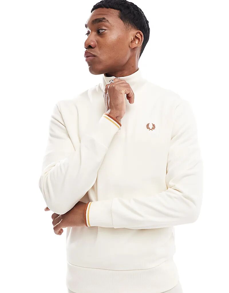 

Толстовка с застежкой-молнией на половину длины в цвете «кремовый» Fred Perry