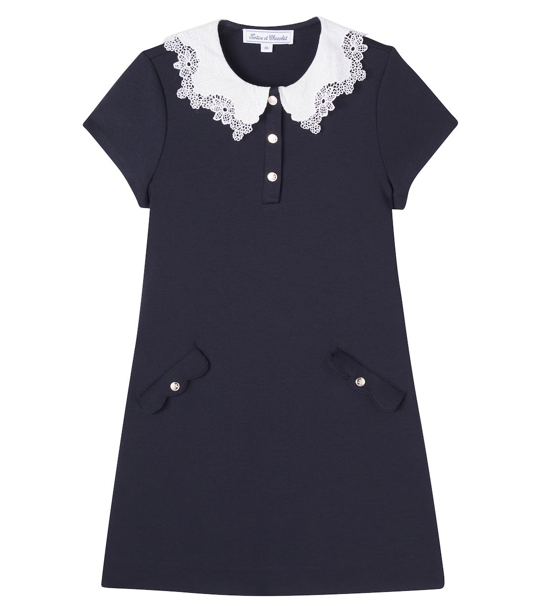 

Платье из хлопка с кружевной отделкой Tartine et Chocolat, Marine