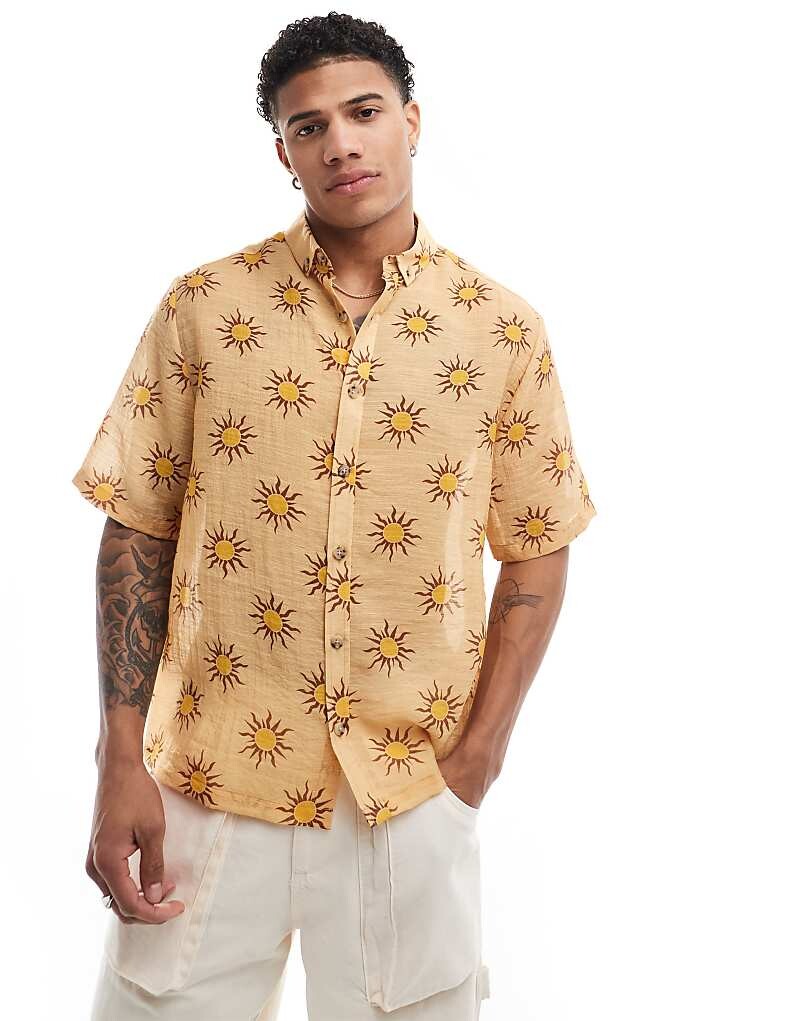 

ASOS DESIGN – Желтая рубашка свободного кроя свободного кроя с солнечным принтом