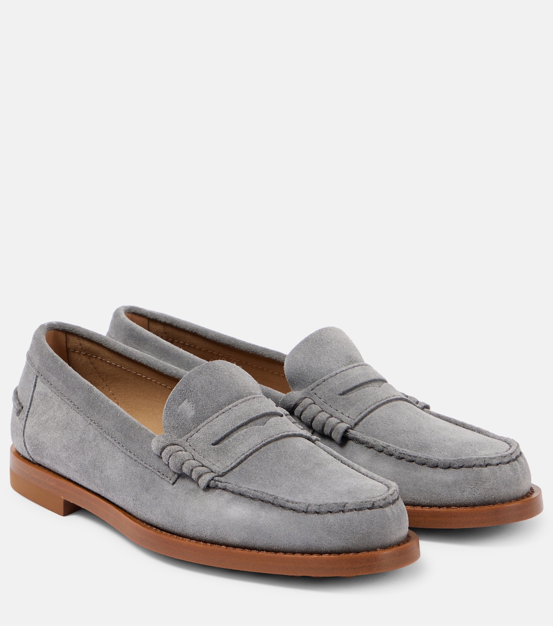 Замшевые мокасины Tod's, Grigio Elephant