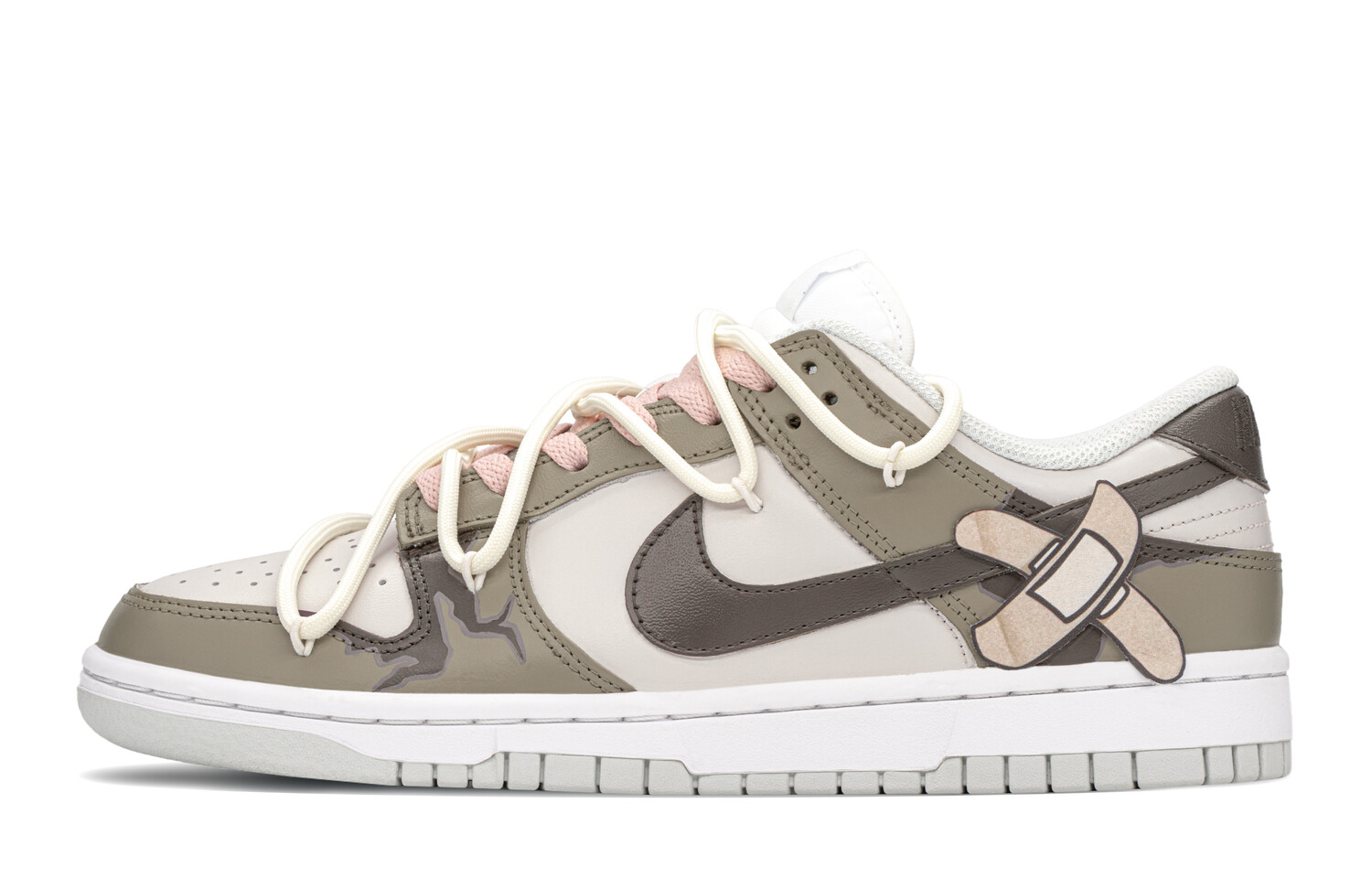 

Кроссовки Nike Dunk Skateboarding Shoes Women's Low-top Brown, белый