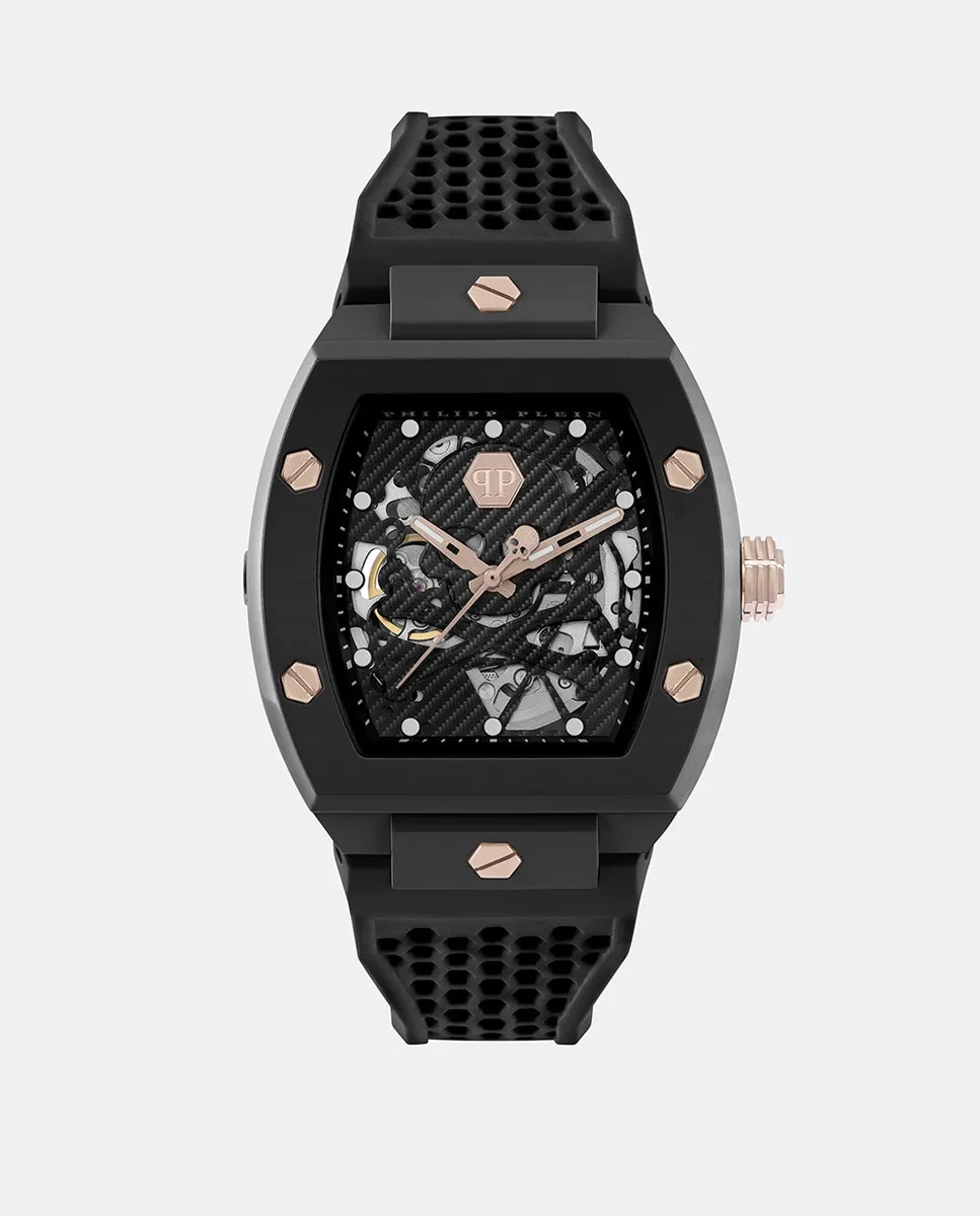 

Часы мужские Skeleton Eco Ceramic PWVBA0523 с автоматическим черным силиконовым ремешком Philipp Plein, черный