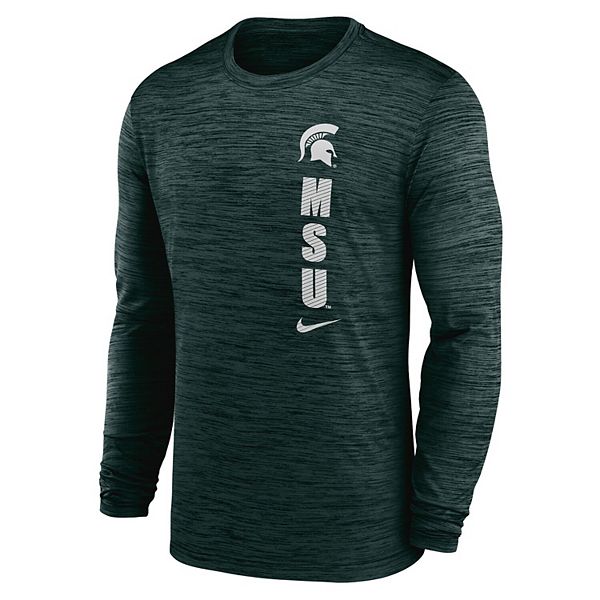 Мужская зеленая футболка Michigan State Spartans 2024 Sideline Velocity Performance с длинным рукавом Nike — фото 3