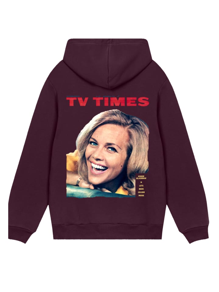 

Толстовка с капюшоном TV Times Honor Blackman 1964 года в бордовом цвете F4NT4STIC