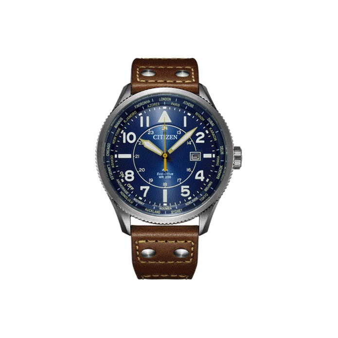 

CITIZEN Promaster кварцевые часы на кожаном ремешке для мужчин, синий циферблат