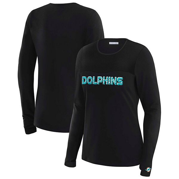 

Женская футболка с длинным рукавом Miami Dolphins с сетчатыми вставками Wear By Erin Andrews