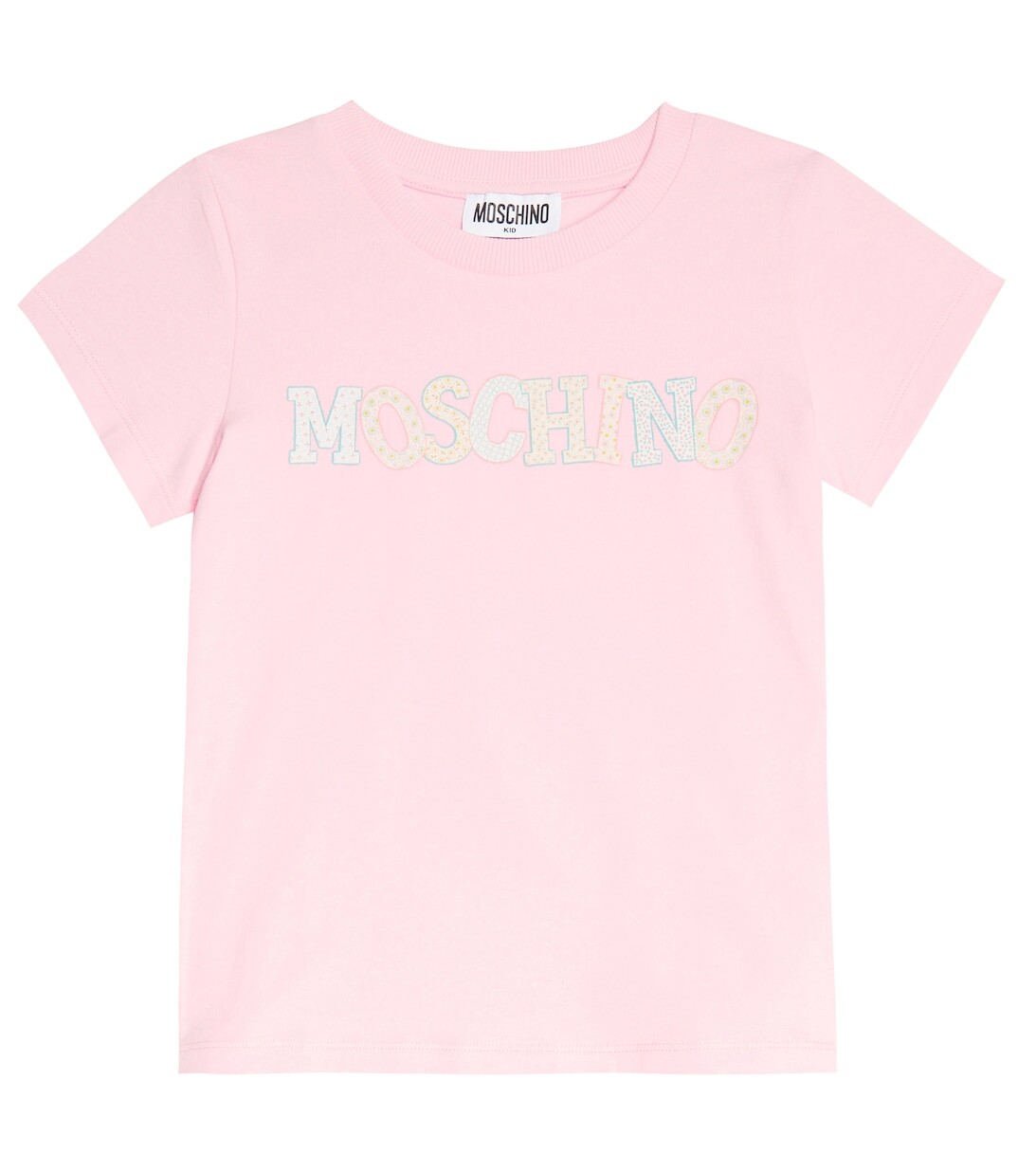

Футболка из смесового хлопка с логотипом Moschino, розовый
