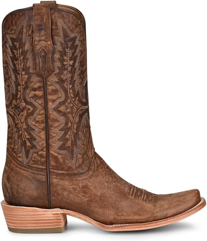 

Мужские коричневые с вышивкой туфли CORRAL с узким квадратным носком, кожаные с резиновой подошвой, западный стиль A4229 Corral Boots, коричневый