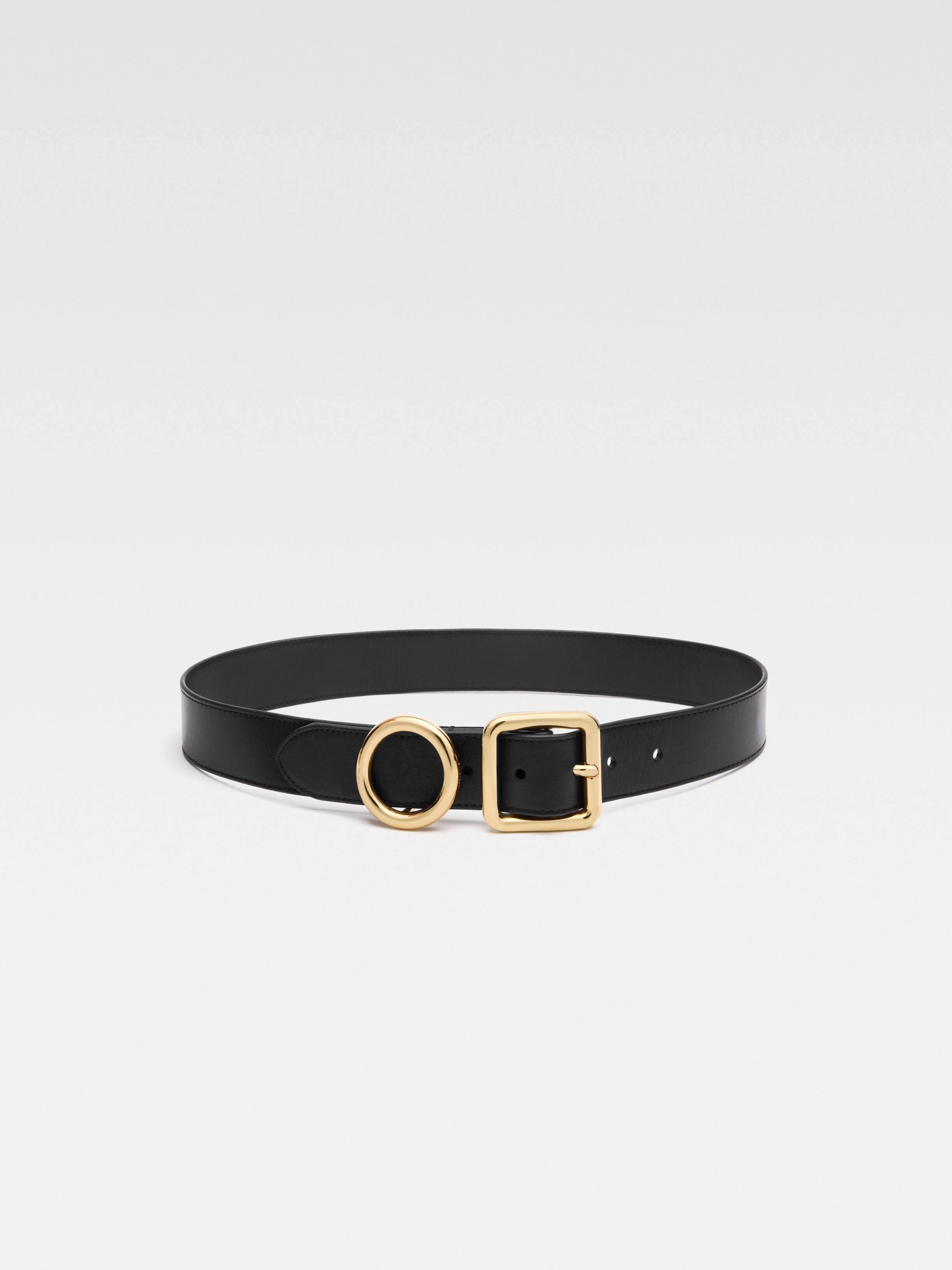 

Ремень с круглой и квадратной пряжкой JACQUEMUS The Regalo belt, черный