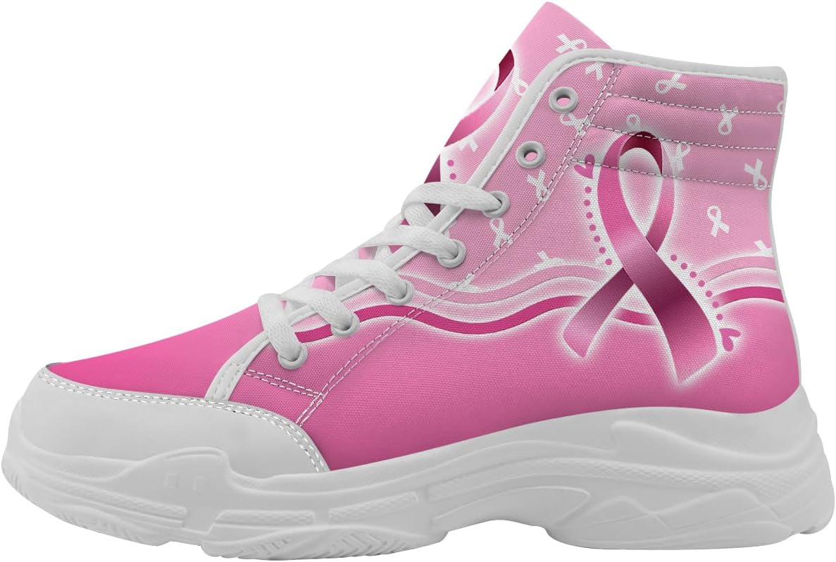 

Кроссовки Quorax для женщин с осведомленностью о раке груди, высокие на шнуровке, из хлопка, подарок для нее и для него, белый