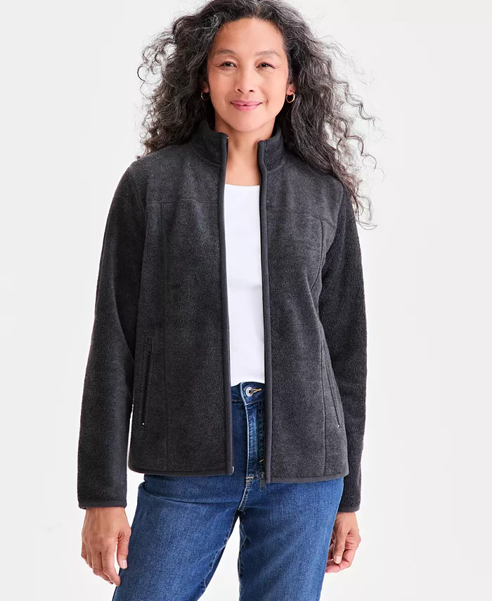 

Флисовая куртка Petite Polar на молнии спереди Style & Co, серый