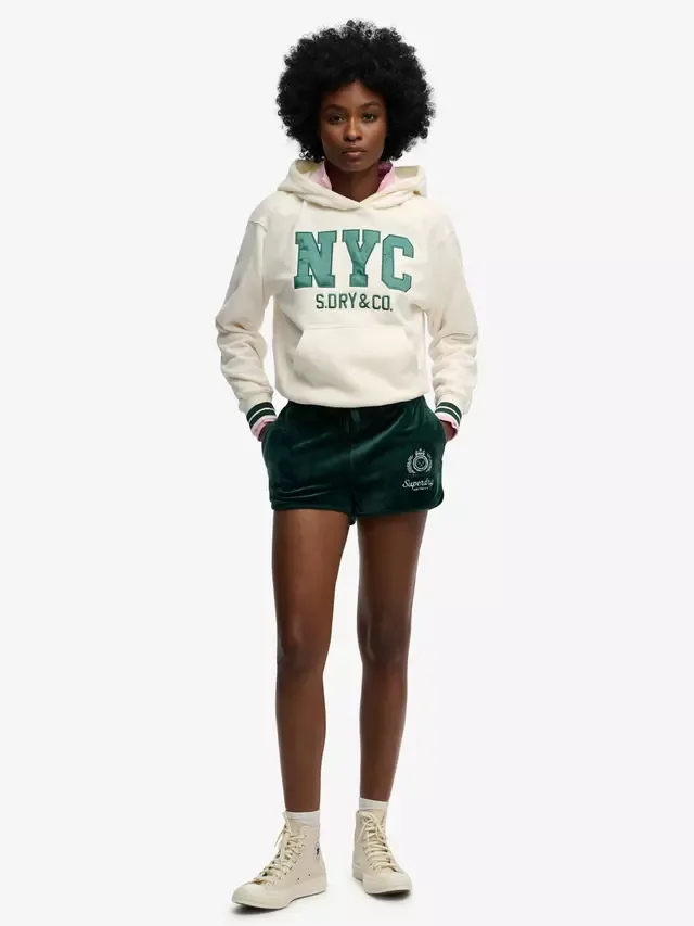 Велюровые шорты для загородного клуба Superdry, Dark Pine Green