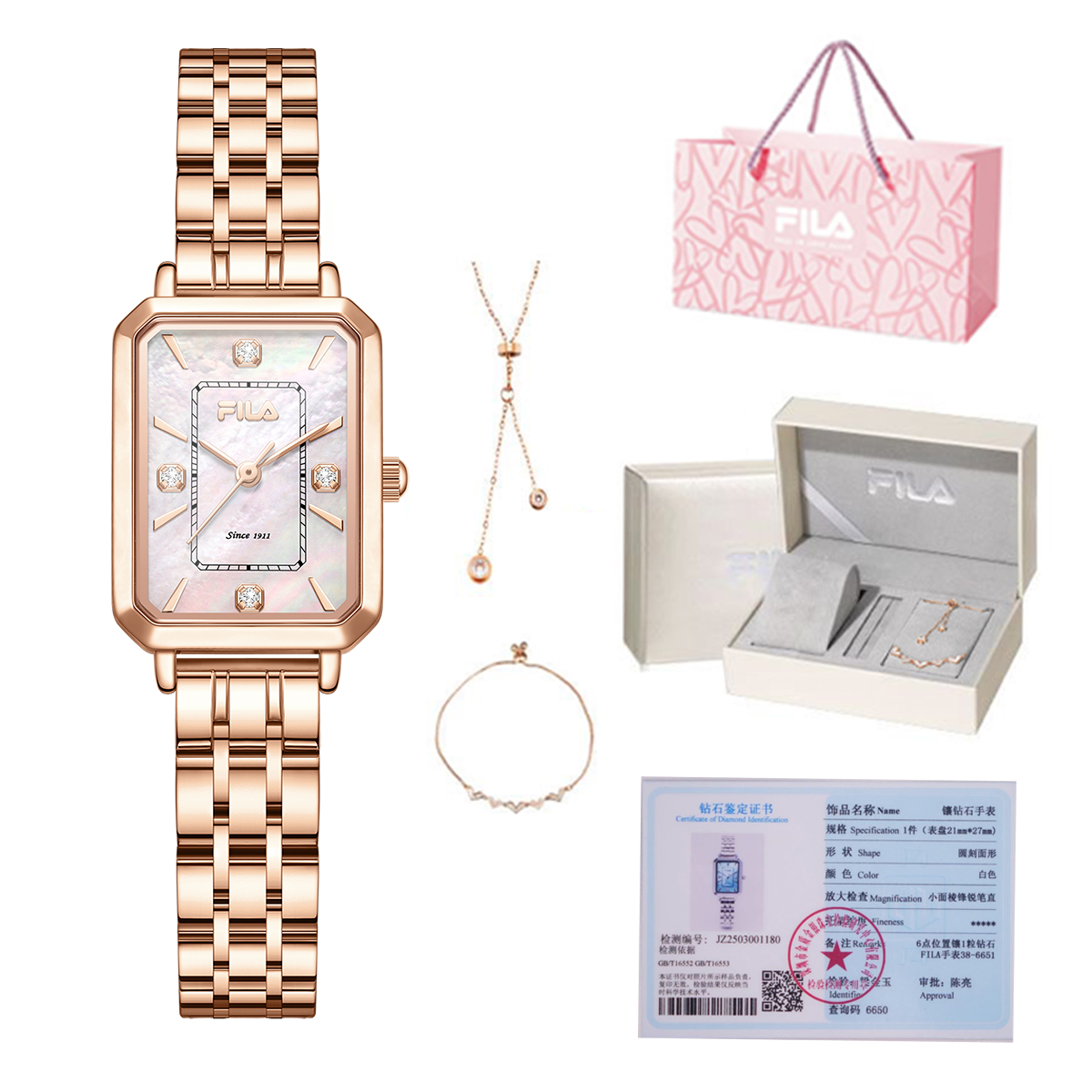 

FILA Элегантные женские часы кварцевый механизм стальной браслет синий циферблат