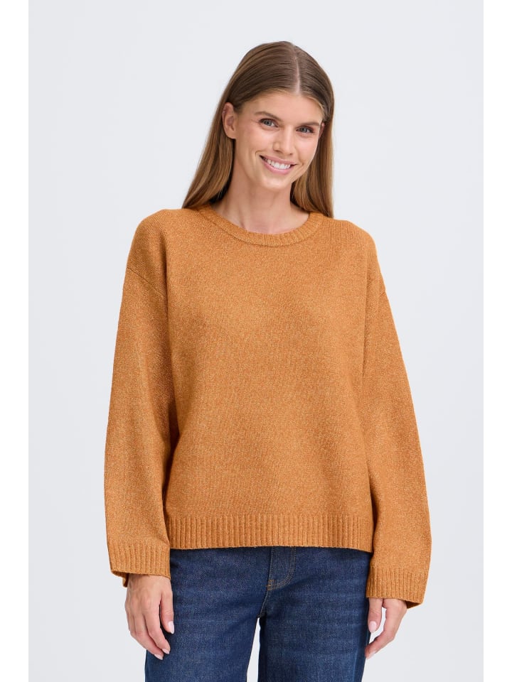 

Oxmo Вязаный свитер крупной вязки OXComos коричневого цвета