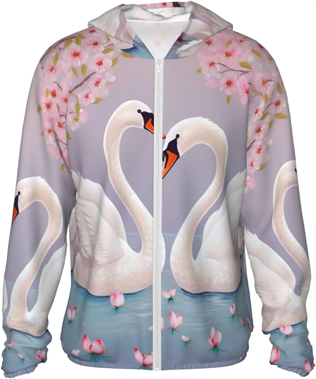 

Мужская толстовка с защитой от солнца UPF 50+ White Swans с розовым цветочным деревом DWVTSLH