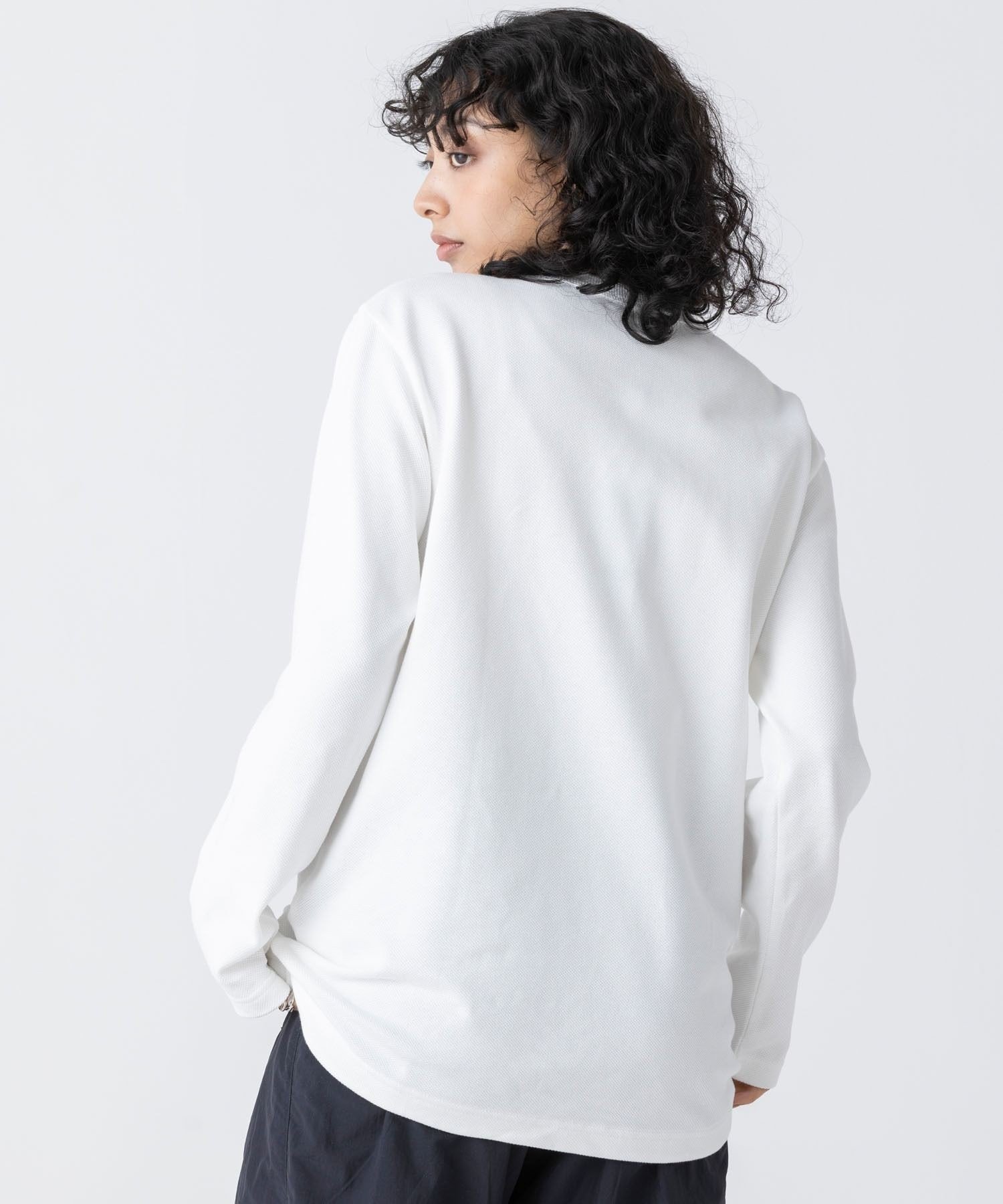 Футболка LACOSTE Classic Pique, длинные рукава, белая — фото 3