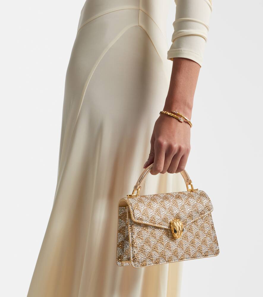 Сумка-тоут Serpenti Forever Mini из декорированного замши Bvlgari, Topaz/Platinum — фото 2