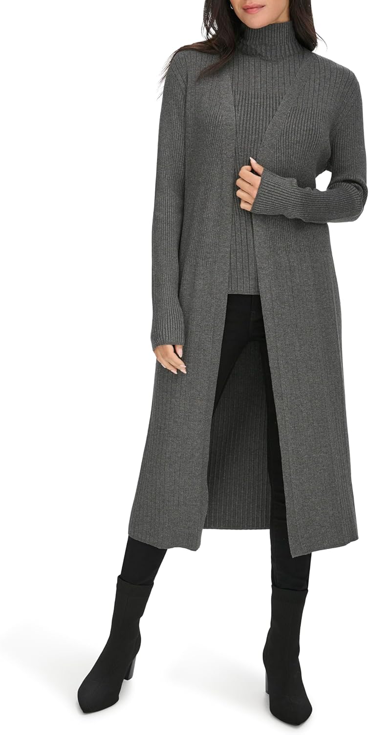 Женский кардиган-свитер Calvin Klein Duster с открытым передом, Heather Charcoal — фото 2