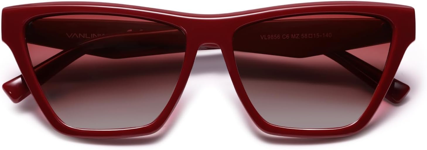 

Солнцезащитные очки VANLINKER Retro Polarized Square для женщин, классические очки для вождения и активного отдыха, защита UV400, VL9856, C6-red Frame/Gradient Red Lens