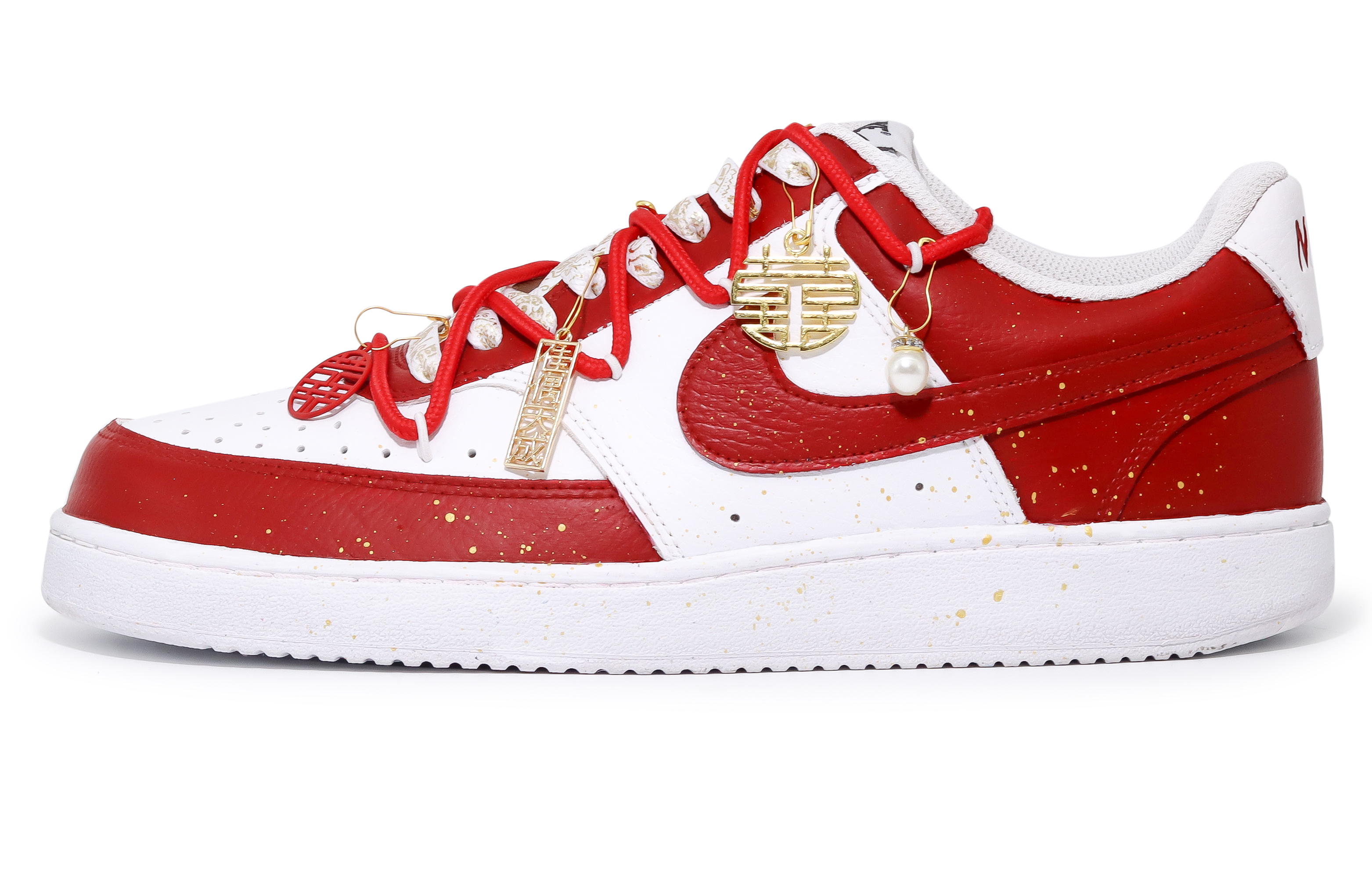 

Nike Кроссовки Court Vision 1 с низким верхом, противоскользящие, износостойкие, мужские, красные, белые