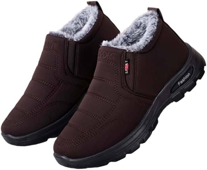 

Мужские зимние ботинки для снега - с плюшевой подкладкой, противоскользящие, для активного отдыха, походов и прогулок, повседневная уличная спортивная обувь Hhhchpm, кофейный