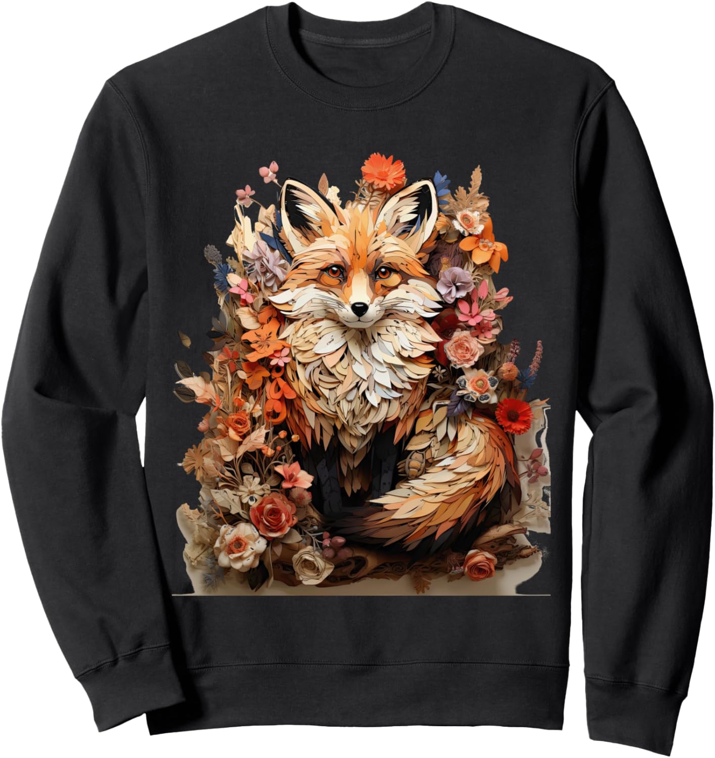 

Толстовка в стиле коттеджкор с цветочным рисунком, лисой и милым гобликом Cottagecore Goblincore And Fairycore Stuff, черный