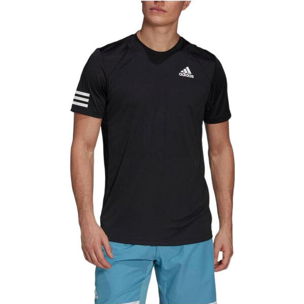 Футболка adidas Stripe Round Neck Pullover Logo Printing Solid Color Short Sleeve Black, мультиколор — фото 2