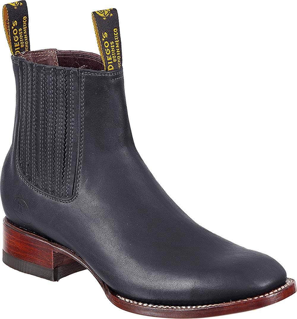 

Мужские ковбойские ботинки из натуральной кожи коровы, короткие, до щиколотки, в стиле вестерн, родео, для байкеров The Shoppe, черный