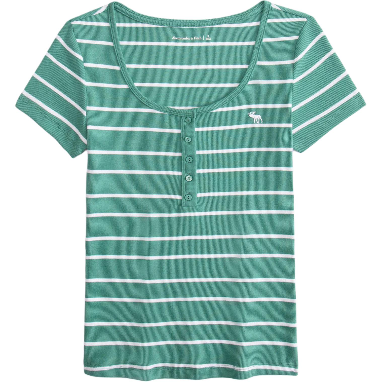 

Abercrombie＆Fitch Обычная футболка женская зеленая, Зеленый, Abercrombie＆Fitch Обычная футболка женская зеленая