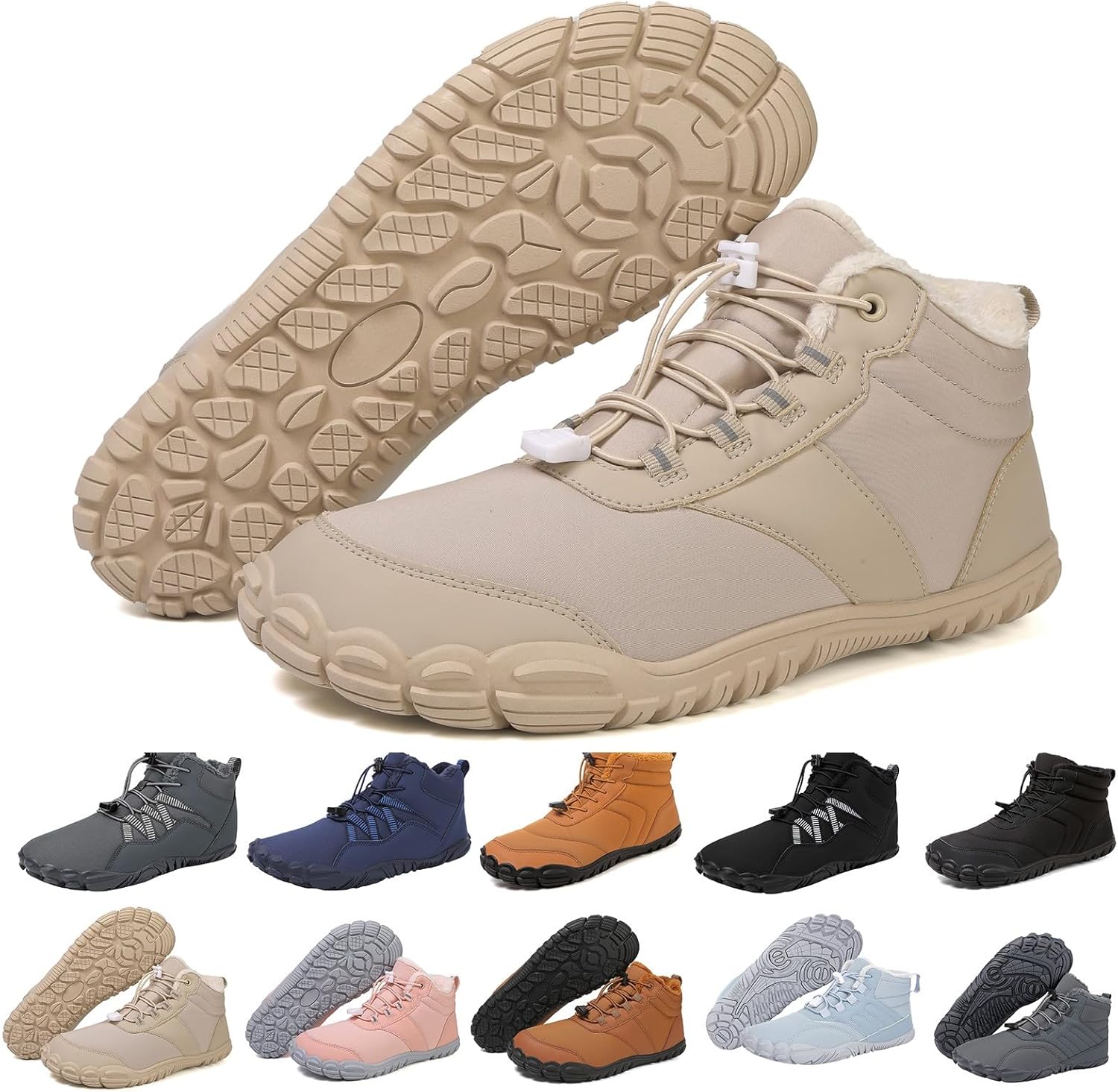 

Зимние походные босоножки для женщин, зимние теплые зимние ботинки для женщин и мужчин, ботинки с меховой подкладкой Zwrxw, бежевый