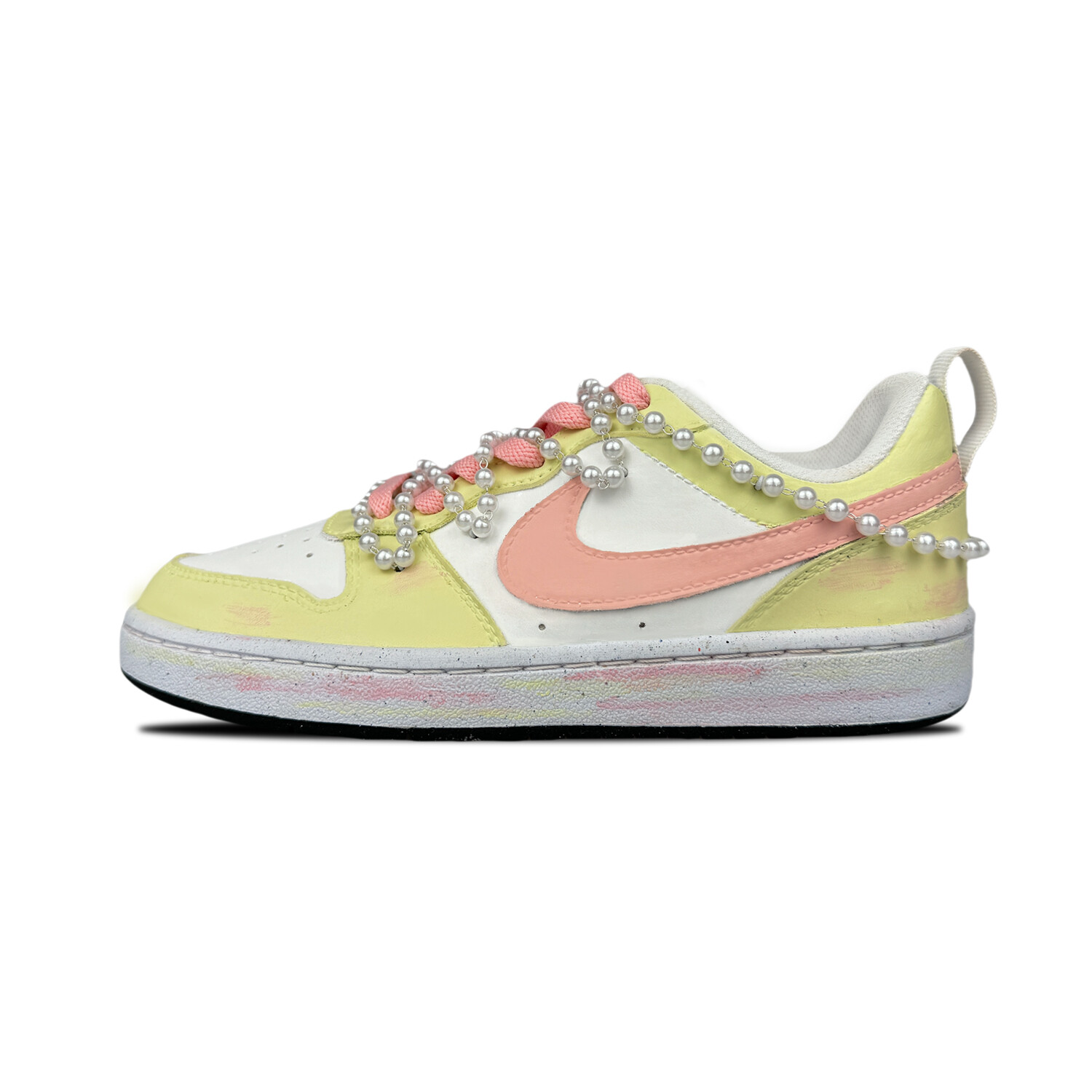 

Кроссовки Nike Court Borough Skateboarding Shoes Women's Low-top Yellow And White Powder, желтый/белый
