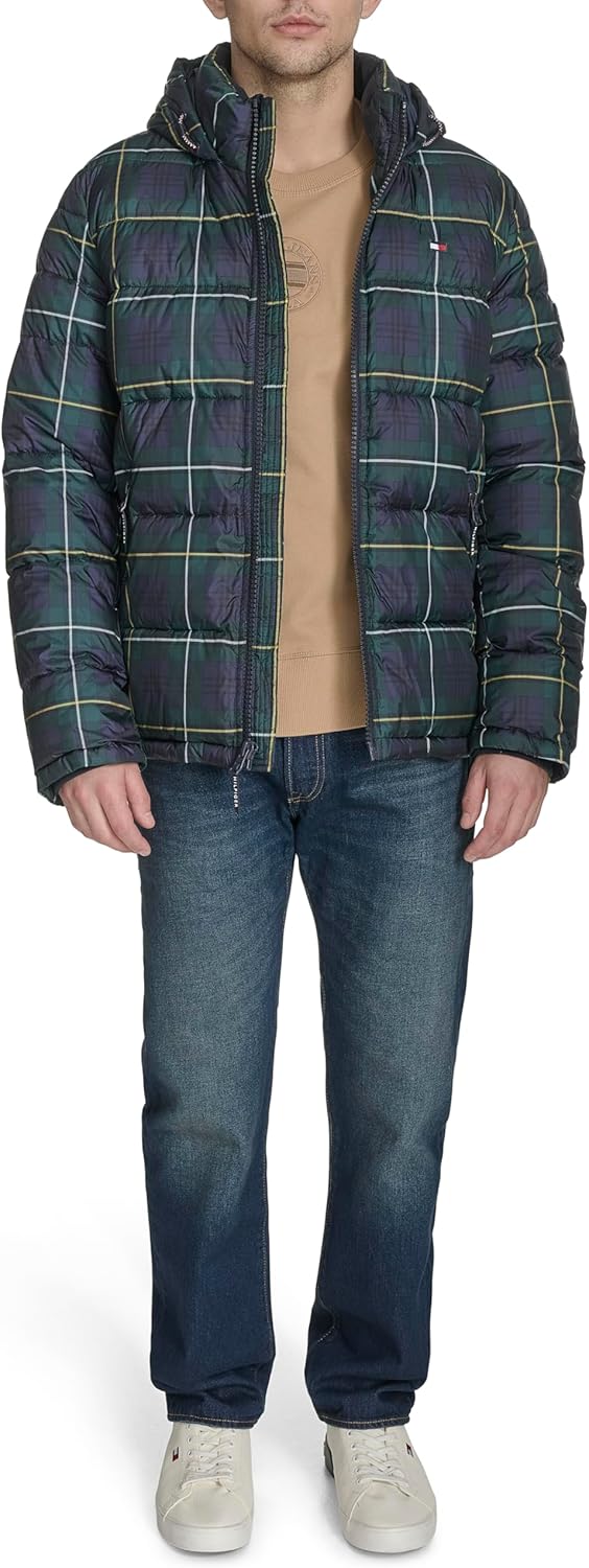 Мужская стеганая куртка с капюшоном Tommy Hilfiger (стандартная и для больших и высоких), Navy Plaid — фото 2