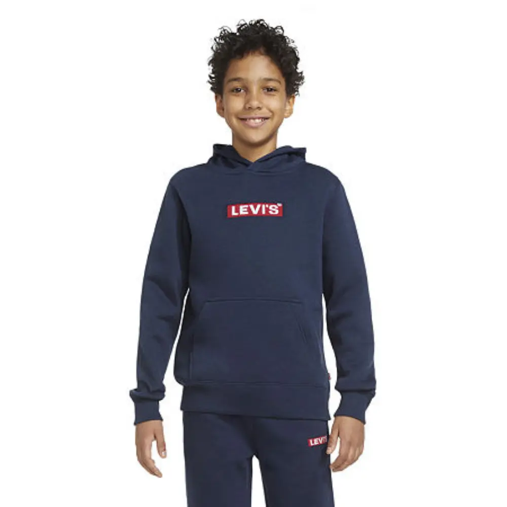 Детская толстовка Levi's с длинными рукавами, синяя, с графическим принтом в виде квадратной бирки, GBO282 — фото 3
