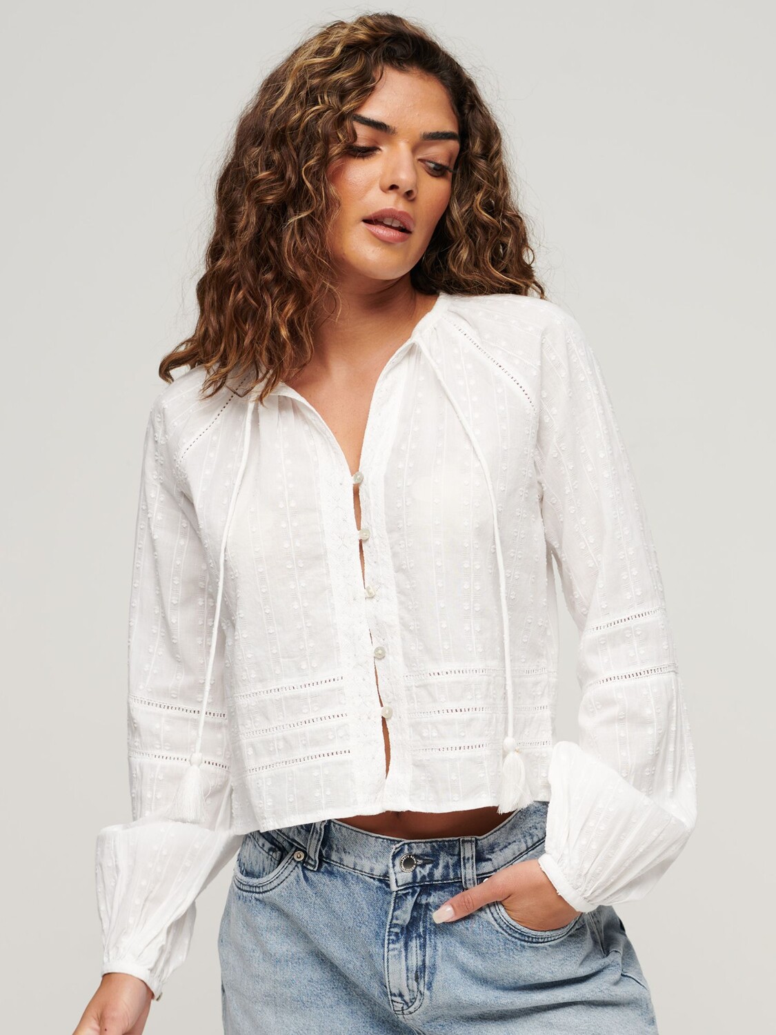 

Хлопковый пляжный топ Superdry, от белого