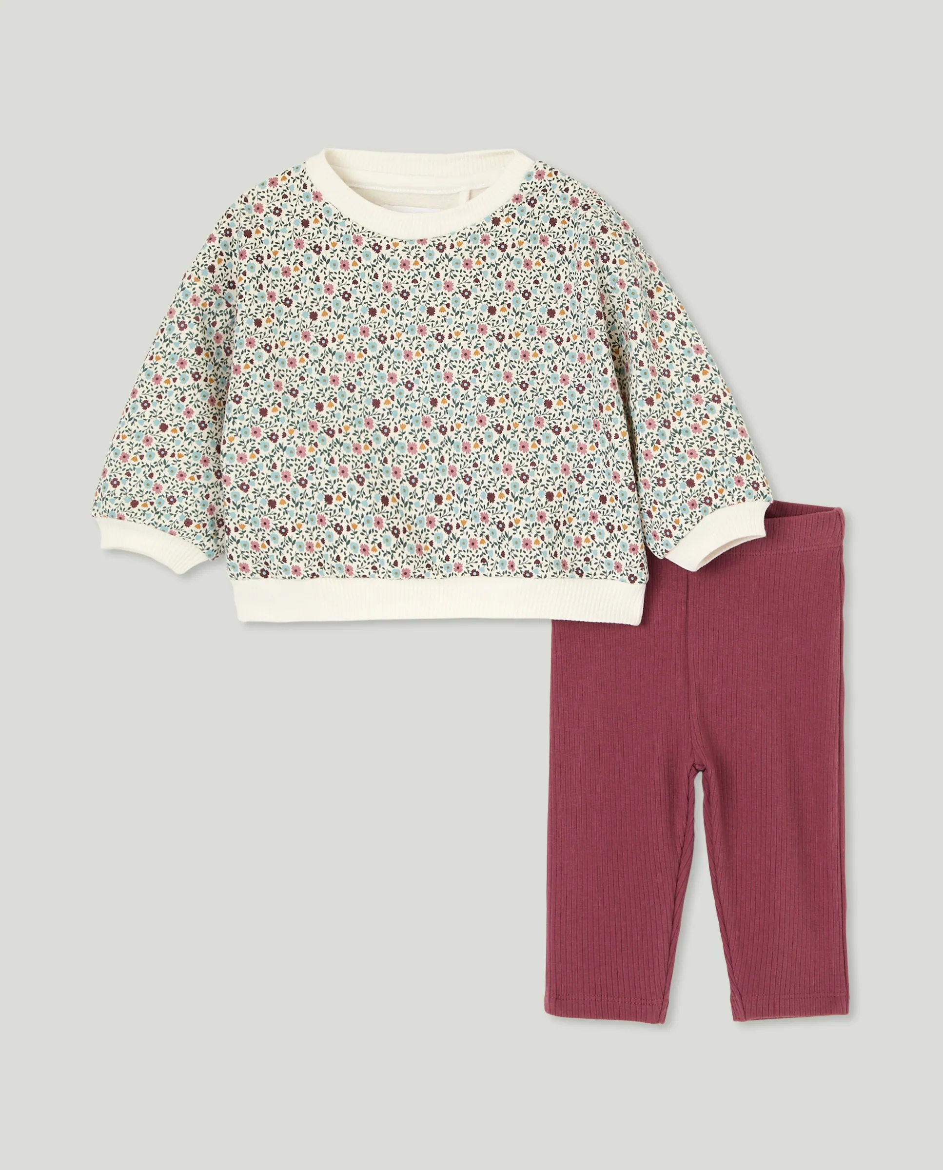 

Комплект из 2 предметов с длинным принтом цветы для девочки Baby El Corte Inglés, розовый